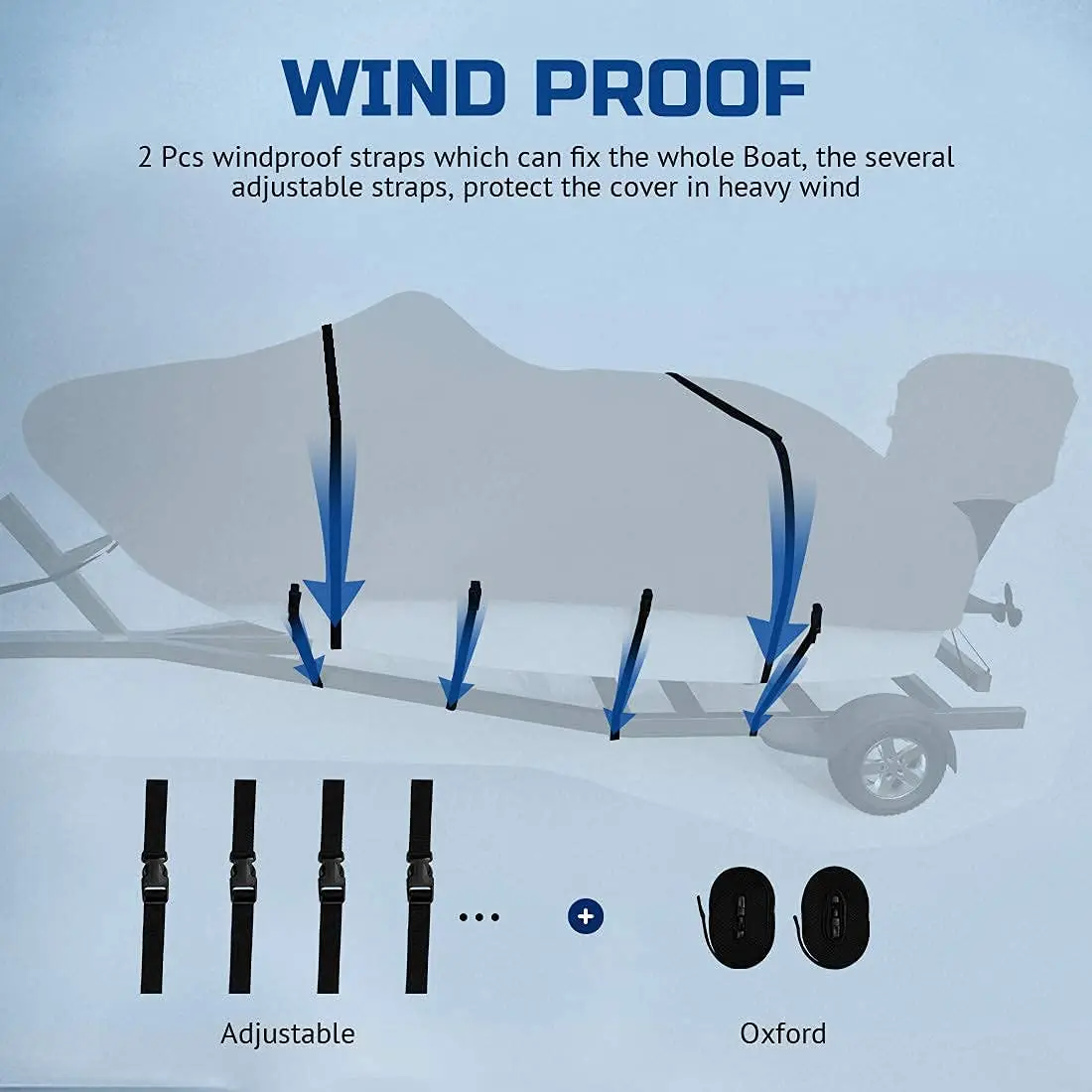 600D Anti Fade Marine Grade Oxford Fits V Hull Heavy Duty Boat Cover