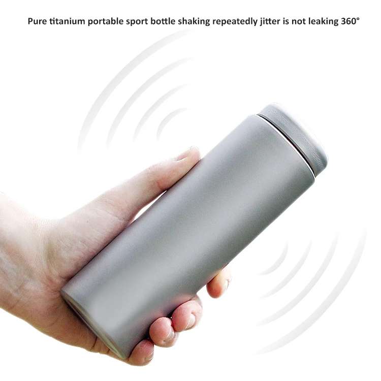 New portable hot water titanium cup 300/400/600ml outdoor water bottle with full sandblasted pure