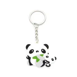Fashion Custom Logo Cute National Treasure Panda Bamboo Animals Cartoon PVC Key Chain