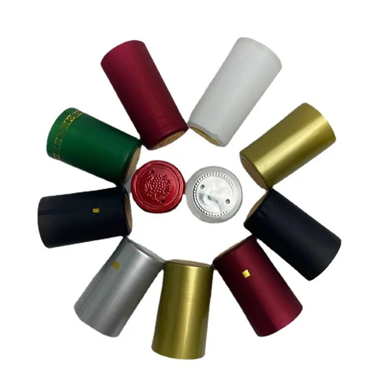 Plastic Printed Design Tear-off Strip Seal Red Wine Bottle 30mm Pvc Heat Shrinkable Capsules