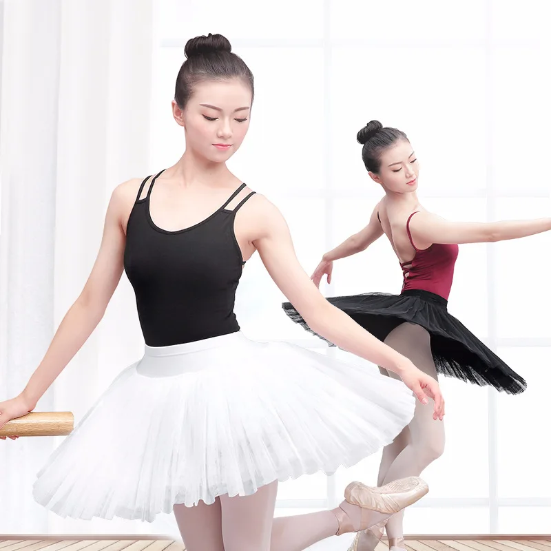 Professional Black Ballet Tutu Skirt for Women Dancewear with 7 Layers Hard Tulle Skirt with underpants