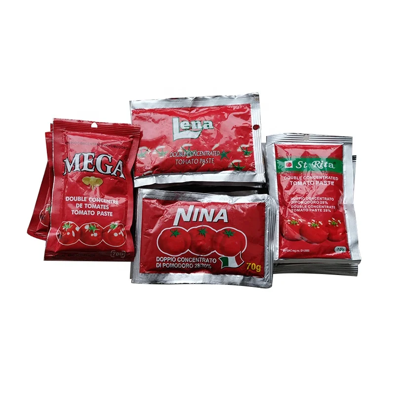 Plastic Pouch  70 g Tomato paste  sachet ketchup  in bag concentration 28-30%