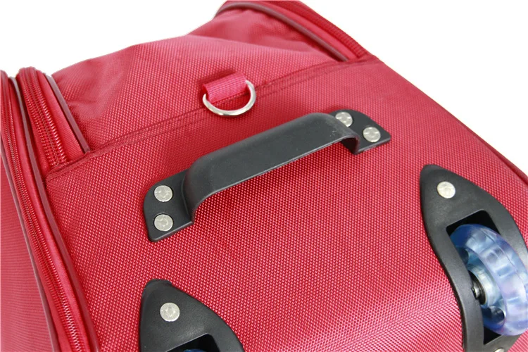 Qideming Custom logo cheap duffle foldable luggage traveling bag roller weekend travel bag with wheels and trolley