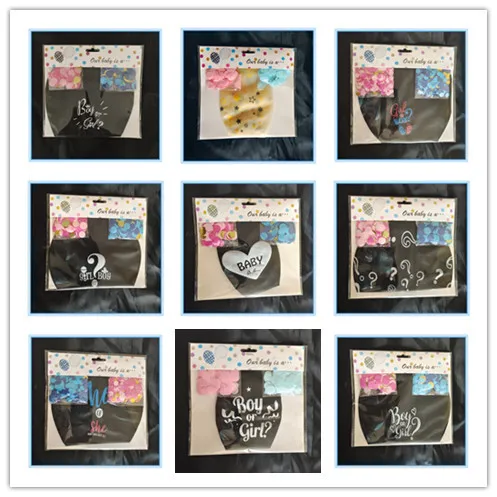 LEMON 36 Inch Baby Gender Reveal Big Black Balloons with Pink and Blue Heart Shape Confetti Packs for Boy or Girl Party Supplies