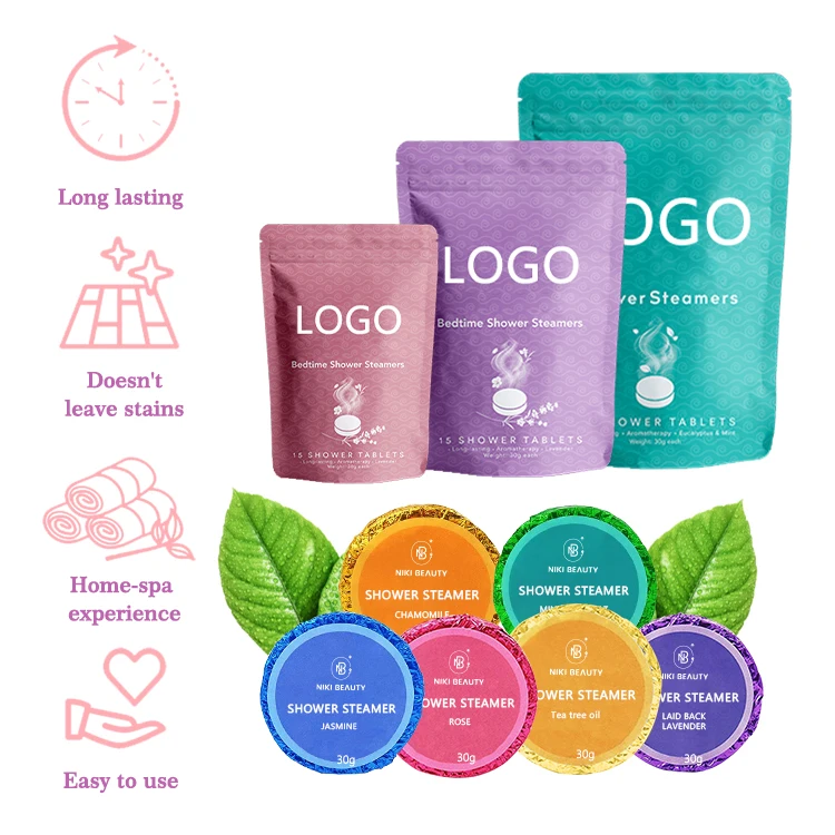 Private Label Organic Vegan Ecofriendly Relax Lavender Peppermint Tablets Aromatherapy Shower Steamer