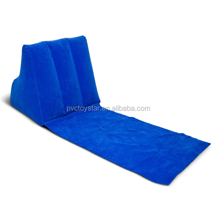 Fashion popular portable folding inflatable flocked triangle wedge cushion backrest beach chair pillow inflatable flocked Wedge