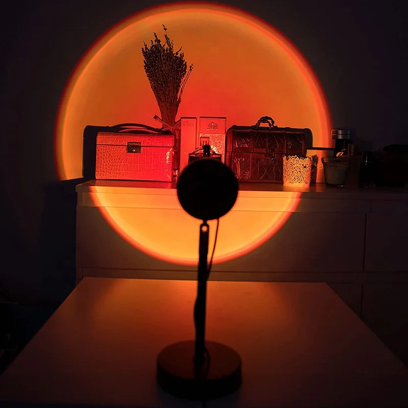 Background Decoration Night Light Aluminum Alloy Sunset Projector Lamp Led Sunset Projection Light Halo Lamp