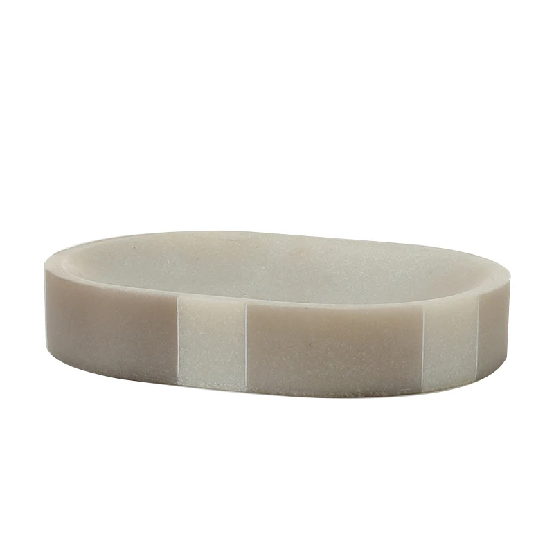Custom Resin Bathroom Set Soap Dish Lotion Dispenser 4-Pieces Bathroom Accessories Set Beige Stripe Resin Bathroom Accessories