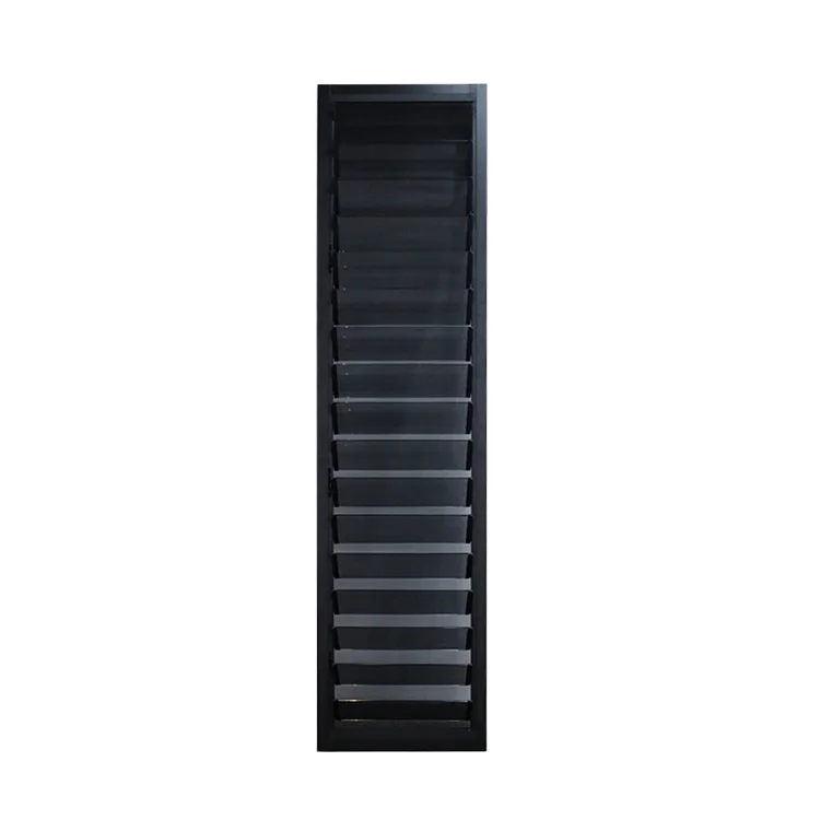 Aluminium black louver door with blinds louver shutter  manual blinds doors