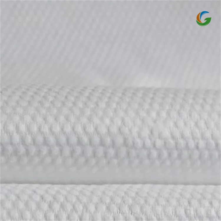 Golden Best Quality White Spunlace Nonwoven Parallel Embossed Rayon Viscose Polyester Cotton