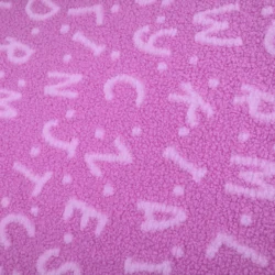 Winter fashion garment warm keeping alphabet printed coral teddy fleece fabric for coat