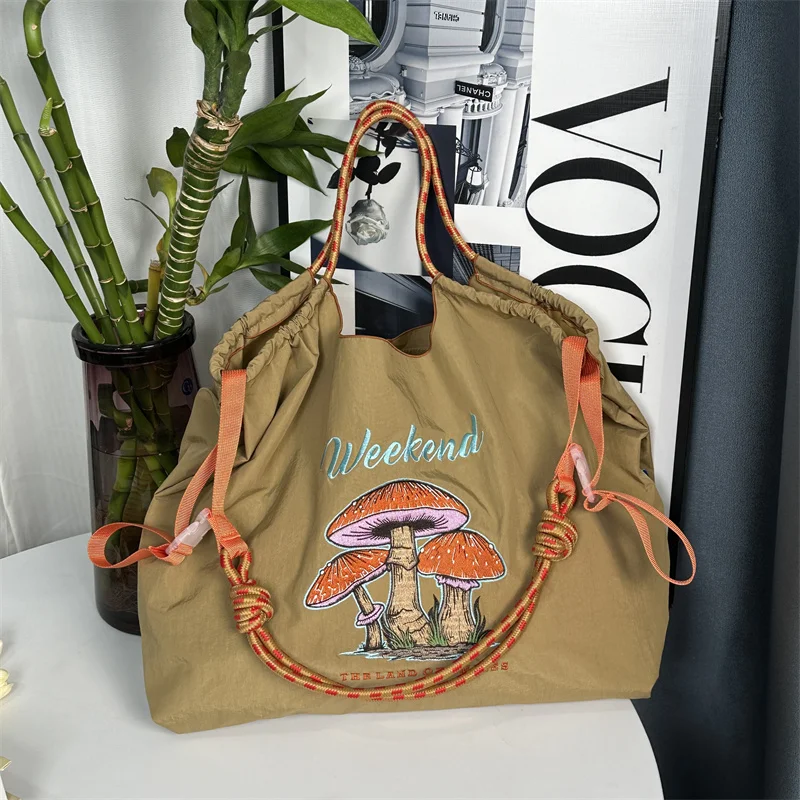 Embroidery Tote Shoulder Bag Japanese Korean Style Shopping Tote Hand Bags For Women