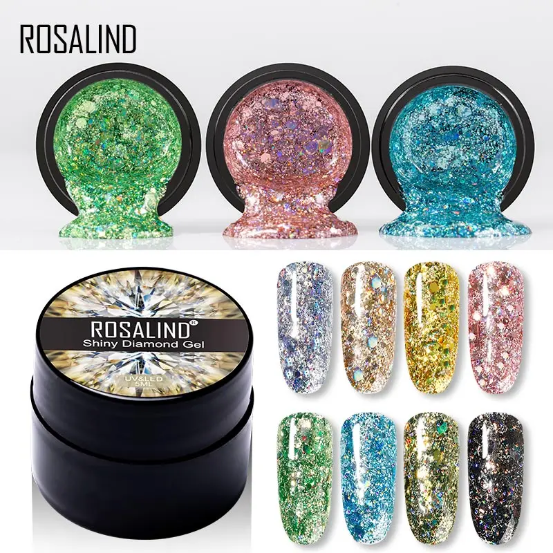 Rosalind best gel polish companies manufacturer wholesale oem organic broken diamond sparkle nails art glass bottle gel varnish