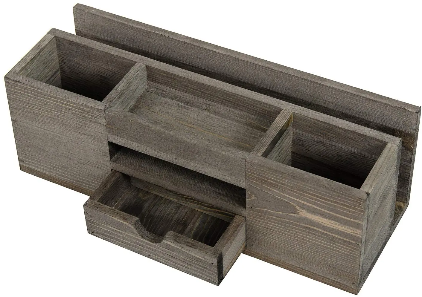 Wholesale Brown Wooden Desktop Organizer Multiple Compartments Rack