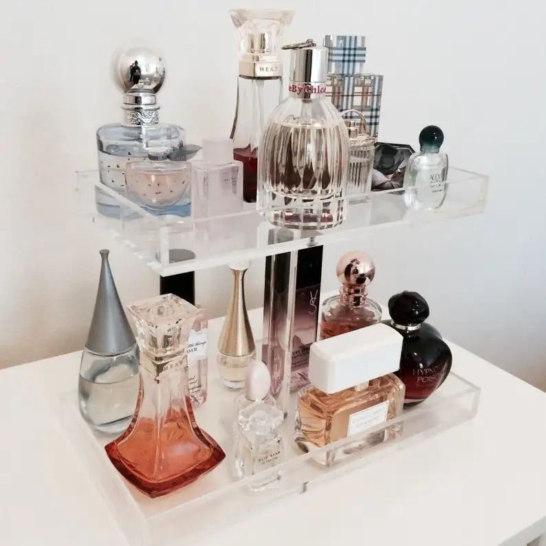 Customized acrylic 3 tier perfume display stand wholesale Makeup Organizer