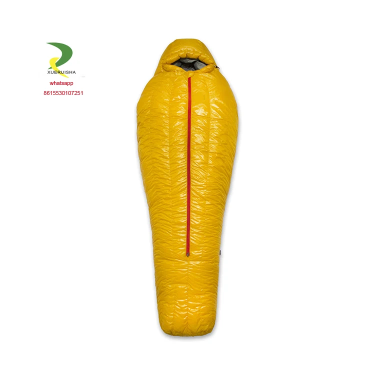 European OEM thick good quality printed non-slip nylon durable two way zip duck down  goose down sleeping bag camping