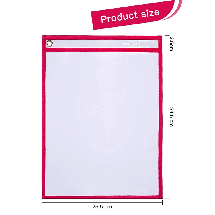  2021 New Design Hot Sale Assorted Colors Student 30 Pack Reusable Dry Erase Pockets 10x14 For