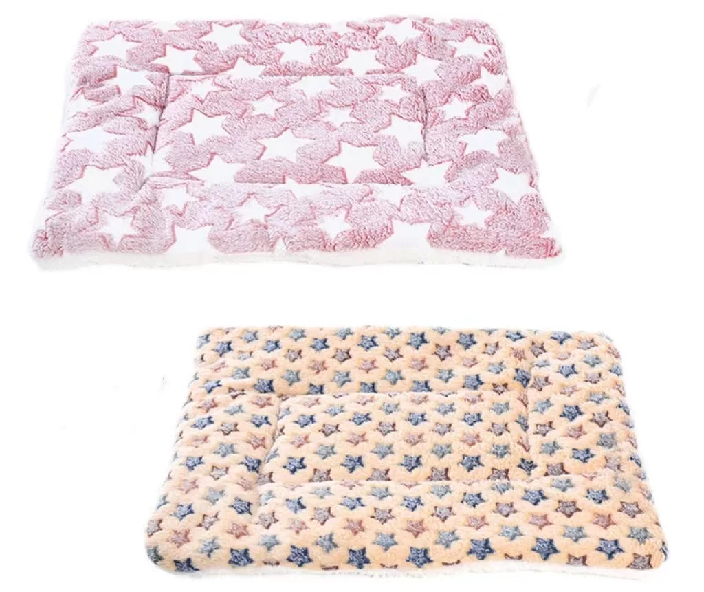 Коврик для домашних животных оптом креативный мультяшный звезда Кот Четыре сезона универсальный плюшевый коралловый флисовый коврик для собак