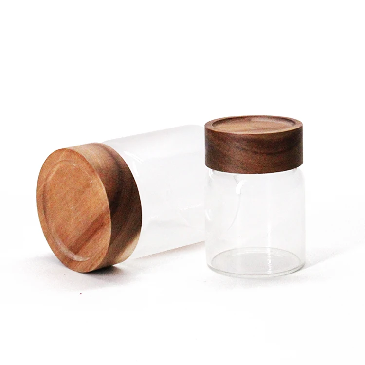 New Production Kitchen Food Coffee Borosilicate Glass Jars Containers With Acacia Wooden Lid