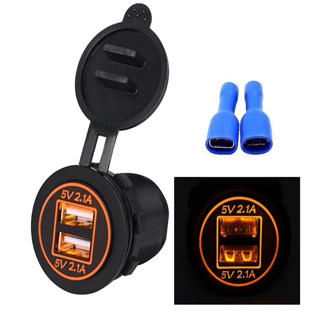 5V 4.2A Dual USB 12V 24V Car Motorcycle Truck Cigarette Lighter Adapter Mobilephone Charger Socket