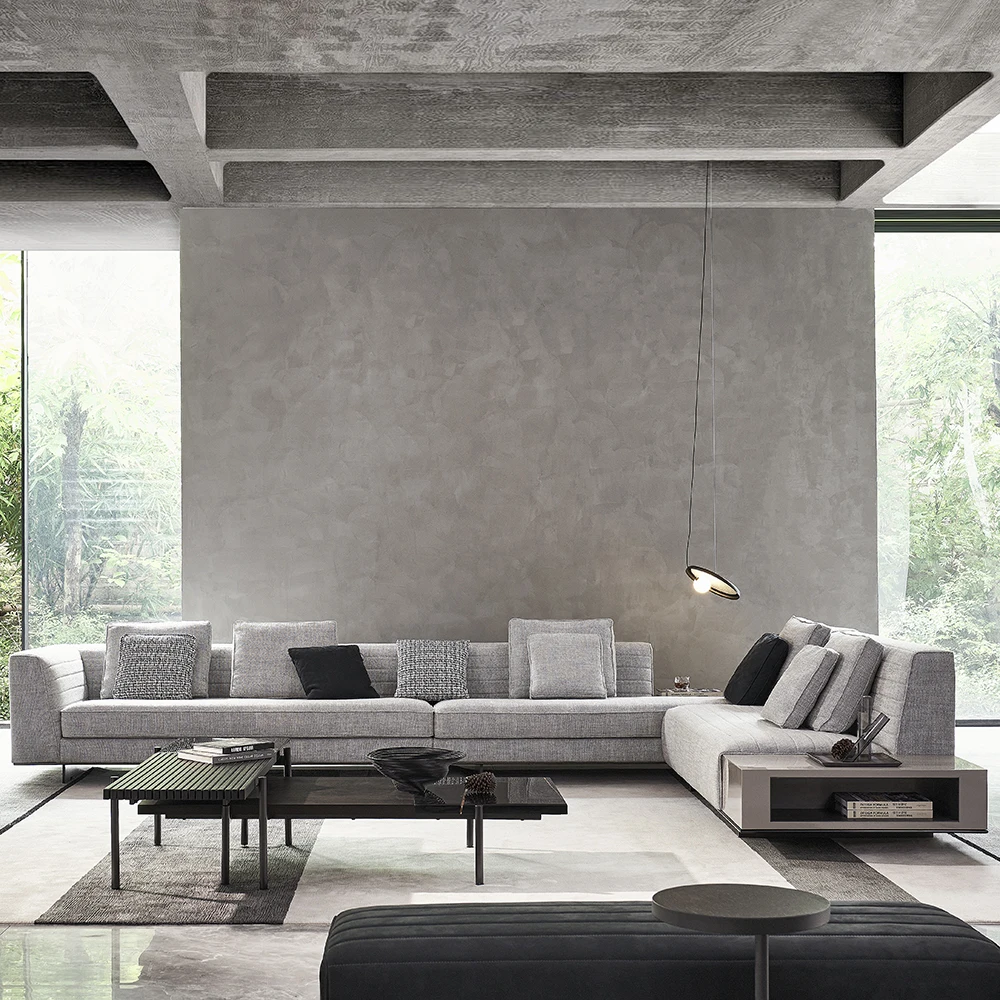 China Factory Customized Hot Sales High Quality Large Linen Fabric Sectional Sofa Home Furniture Modern Latest Set