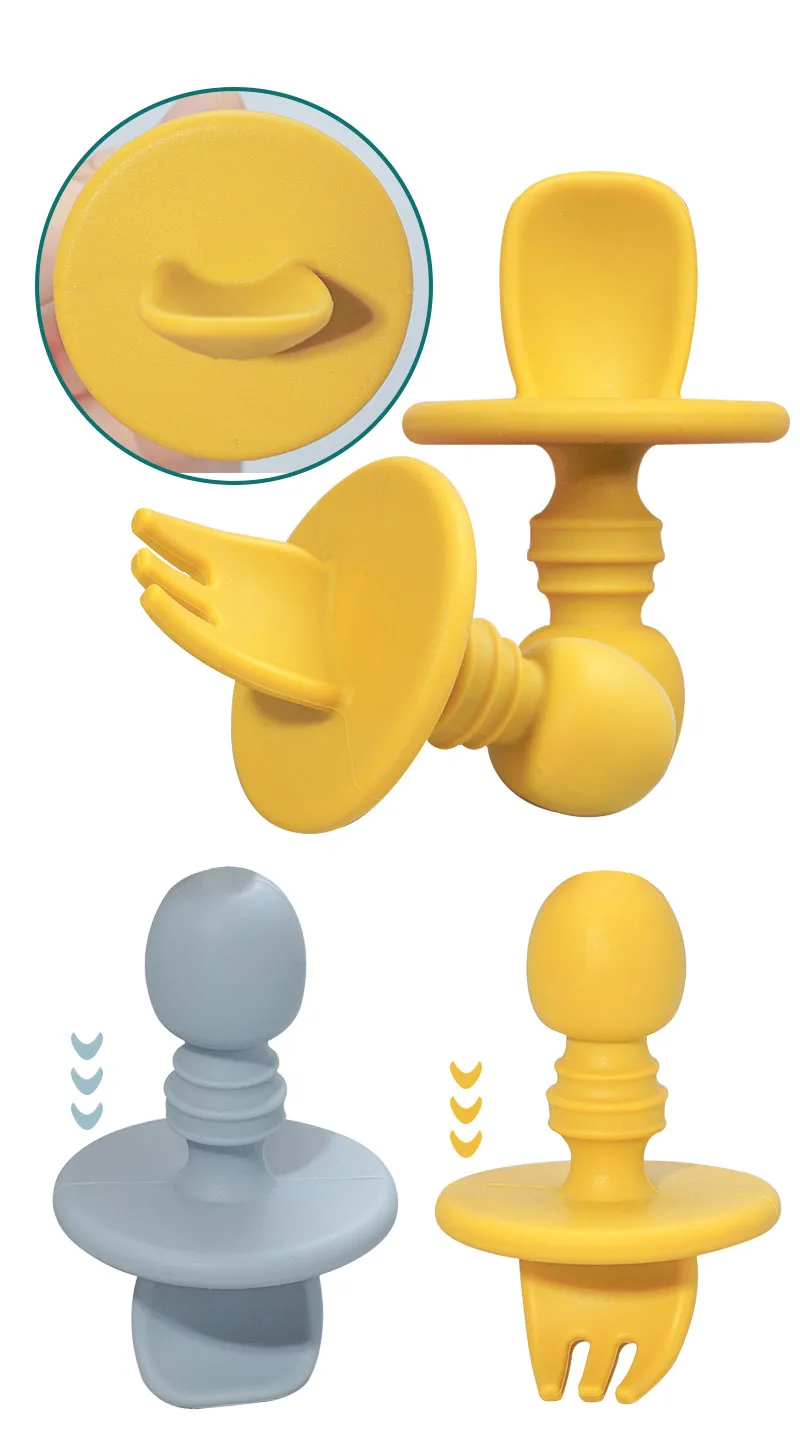 Baby Feeding Supplies Wholesale Custom Silicone Baby Fork And Spoon Baby Spoon Fork
