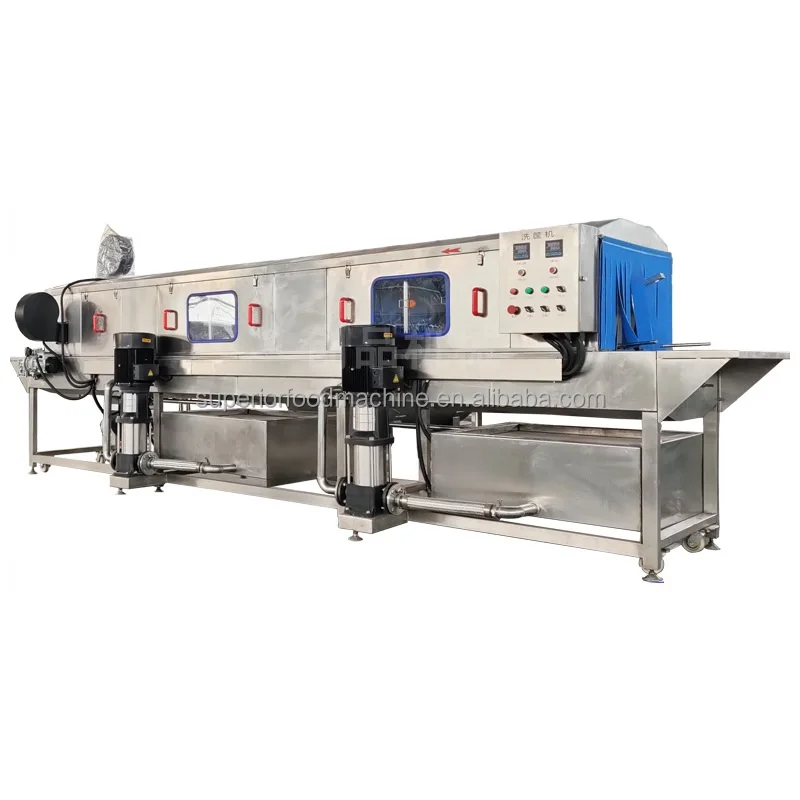 Turnaround food box washing machinery/aquatic product plastic crate washer/automatic tunnel plastic pallet cleaning machine