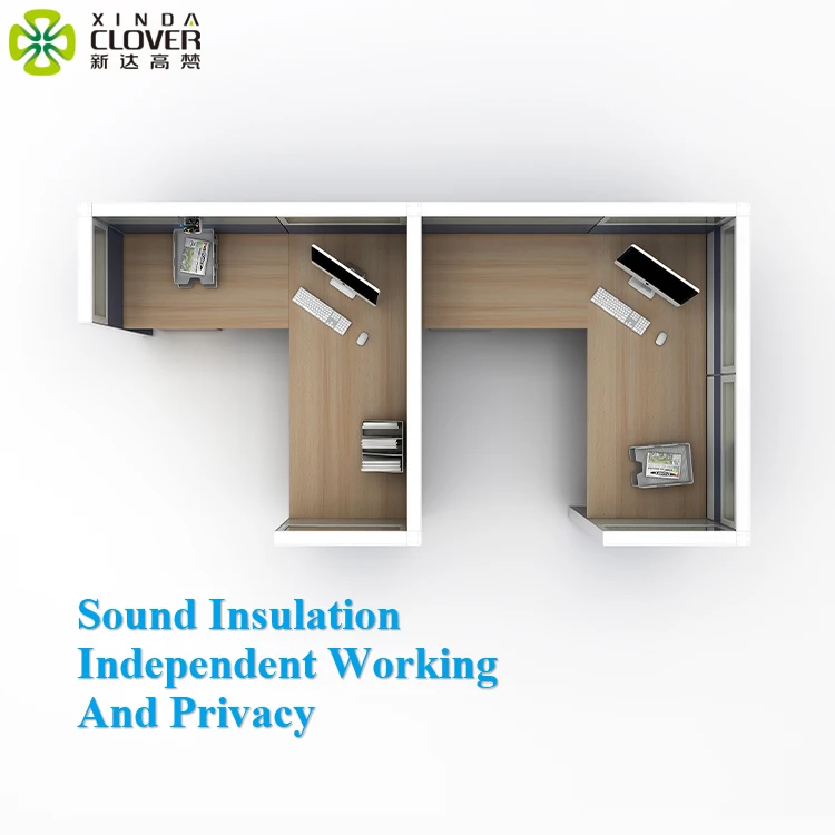 
Popular Design Divider Partition Desks Cubicle Desk Wood Table Modern L Shape 2 Person Workstation Office Furniture 