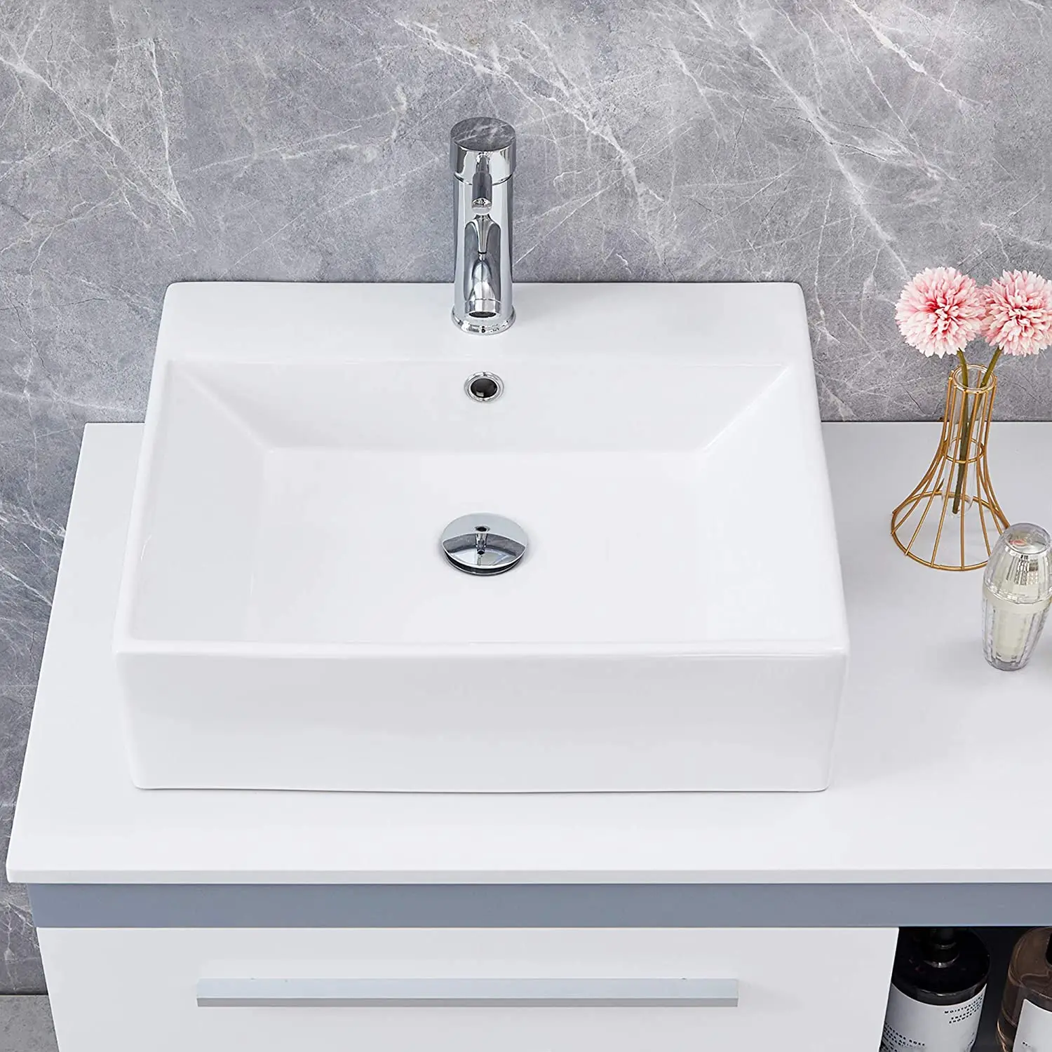 OEM cabinets vanities High Bathroom bathroom vabity sink Ceramic Counter Top Rectangular Wash Basin ceramic basin manufacturers
