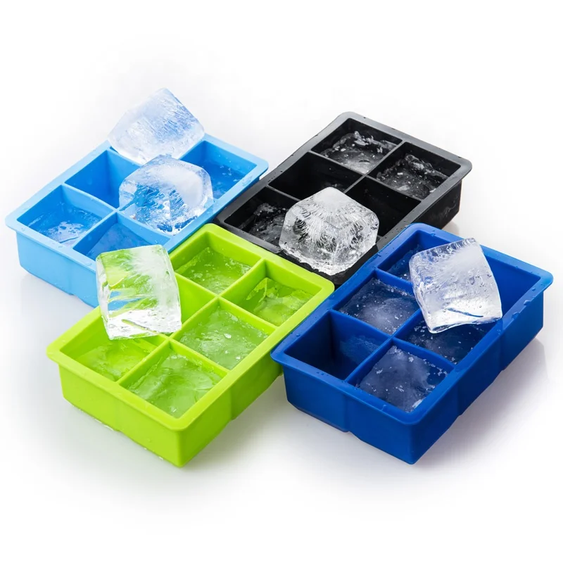 6 Cavity Giant Big Square Shape Silicone Popsicle Ice Cube Mold Tray