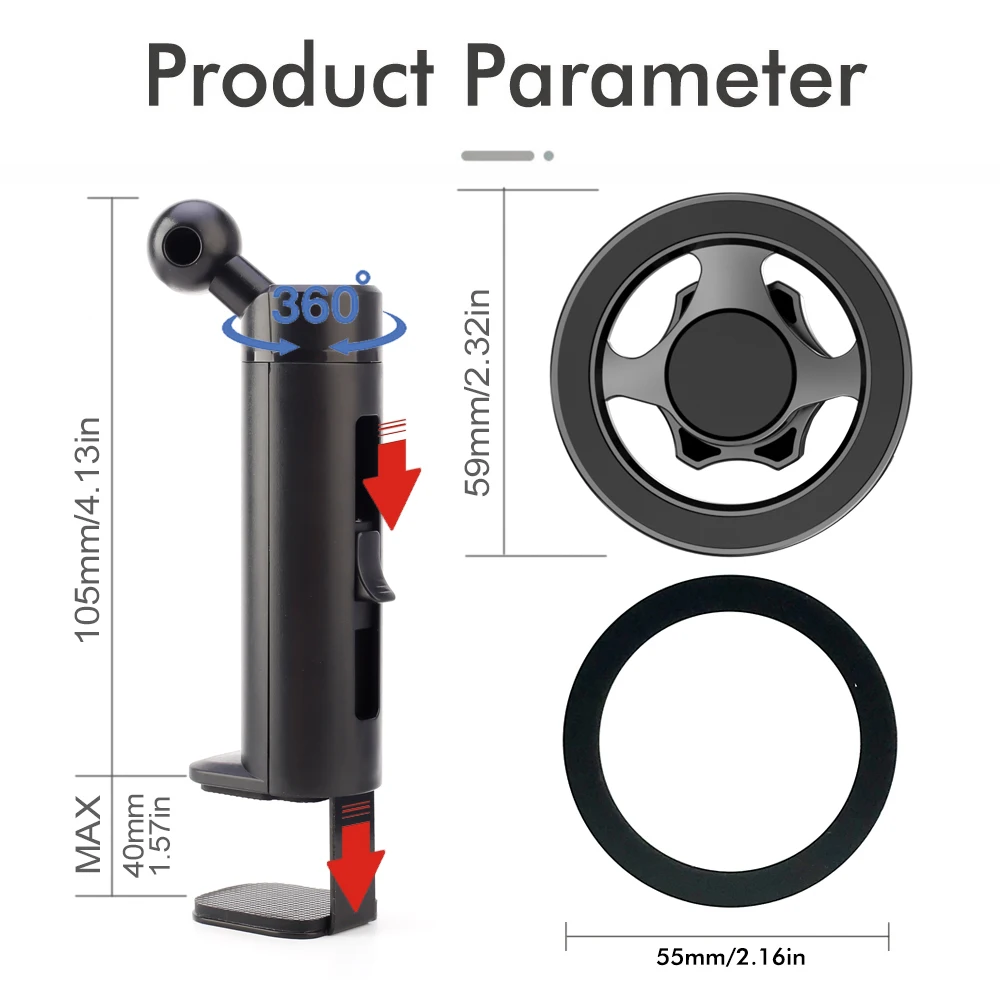 Universal ABS Mobile Phone Stand Adjustable 360 Degree Rotation Of Desktop Mobile Phone Stand Magnetic Head