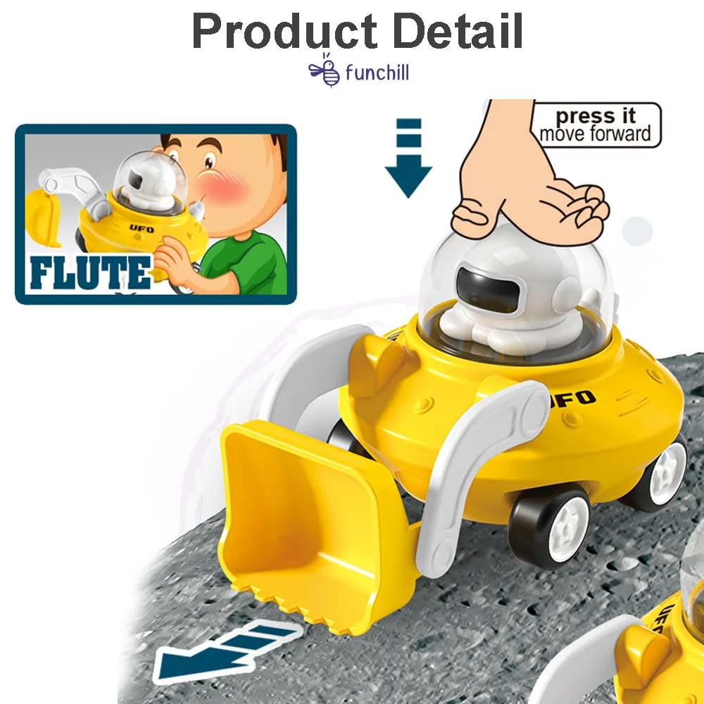 Wholesale Preschool Whistle Press Forword Construction Truck UFO Baby Car Toy Vehicle for Toddler