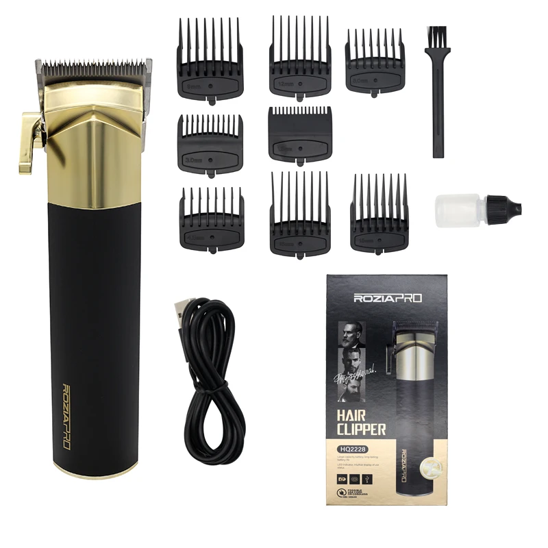 Rozia Electric Hair trimmer & clippers waterproof gold  hair clipper blade  machine professional  hair cutting machine For Men