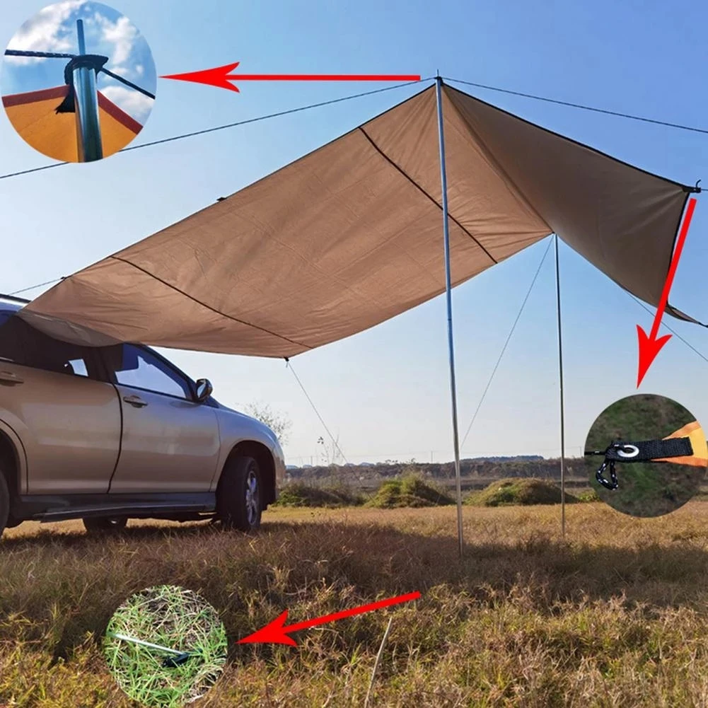 Oxford Cloth Car Side Awning Large Space Durable Quick Installation Car Tent Foldable Fix The Shelter On Vehicles SUV MPV Trucks