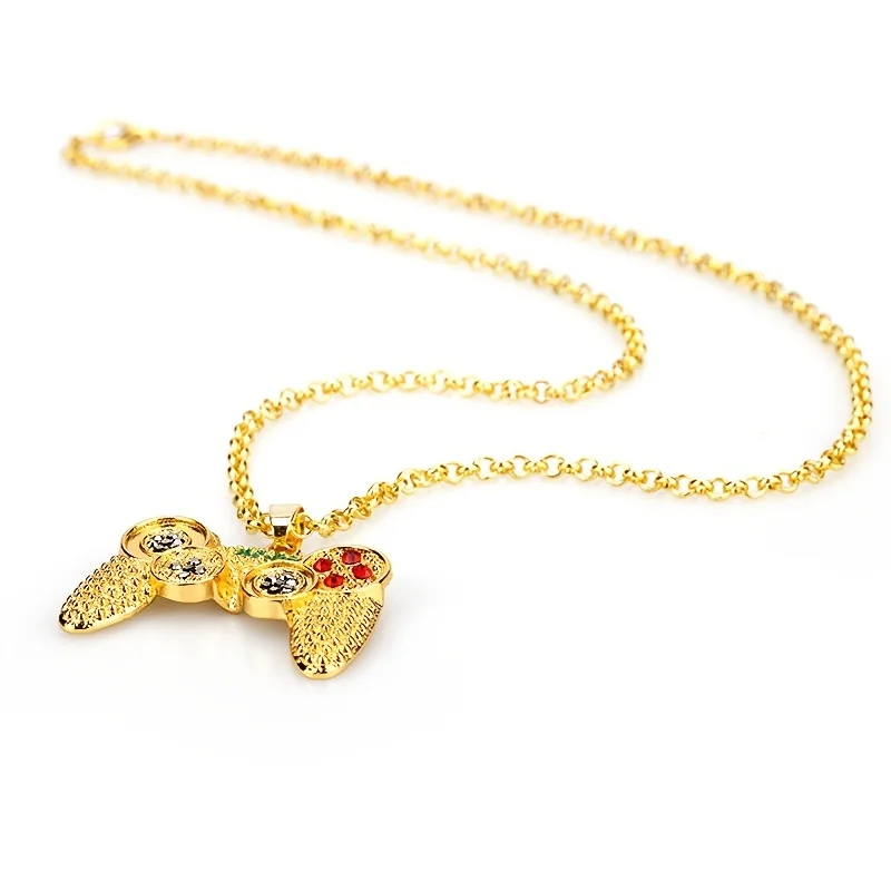 Game Console Pendant Necklace Full Drill Game Controller Pendant Necklace Fashion Zircon Gamepad Charms Necklace