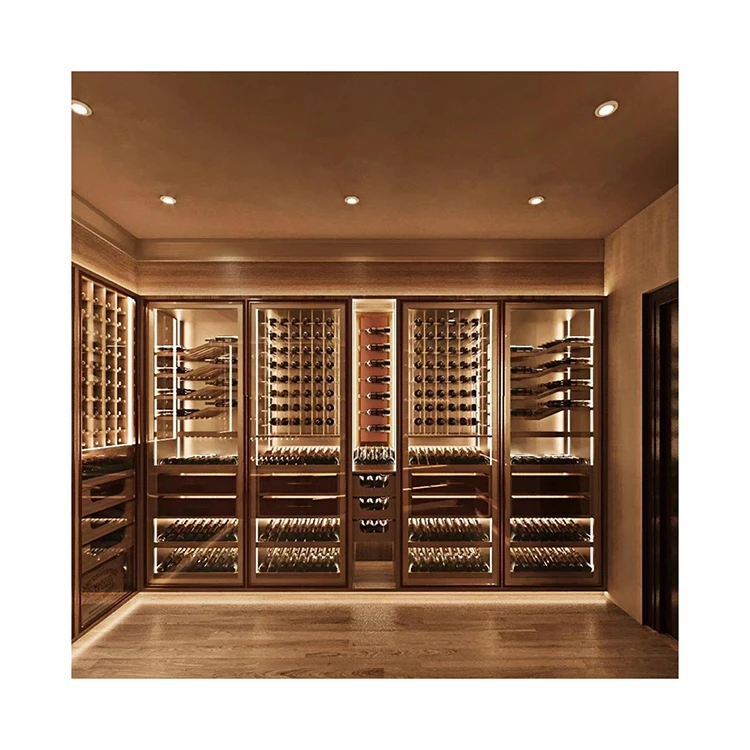 Modern living room home luxury stainless steel glass cabinet thermoelectric compressor wine cooler cabinet
