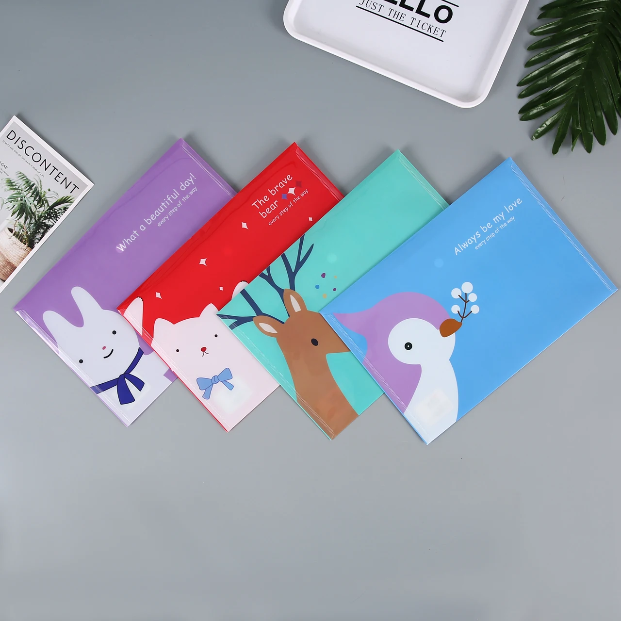 Custom Print A4 Button PVC Clear Bag File Letter Envelopes Document Folders