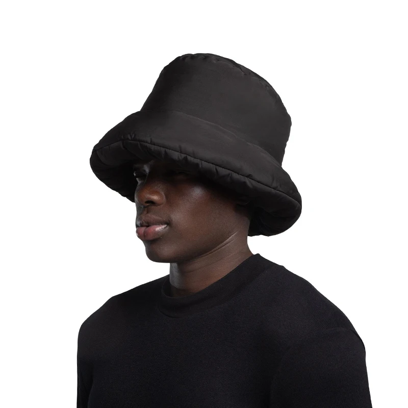 Winter Stylish Unisex Puffer Bucket Hat Thickened Warm Plain Down Filled Fisherman Hat Wholesale