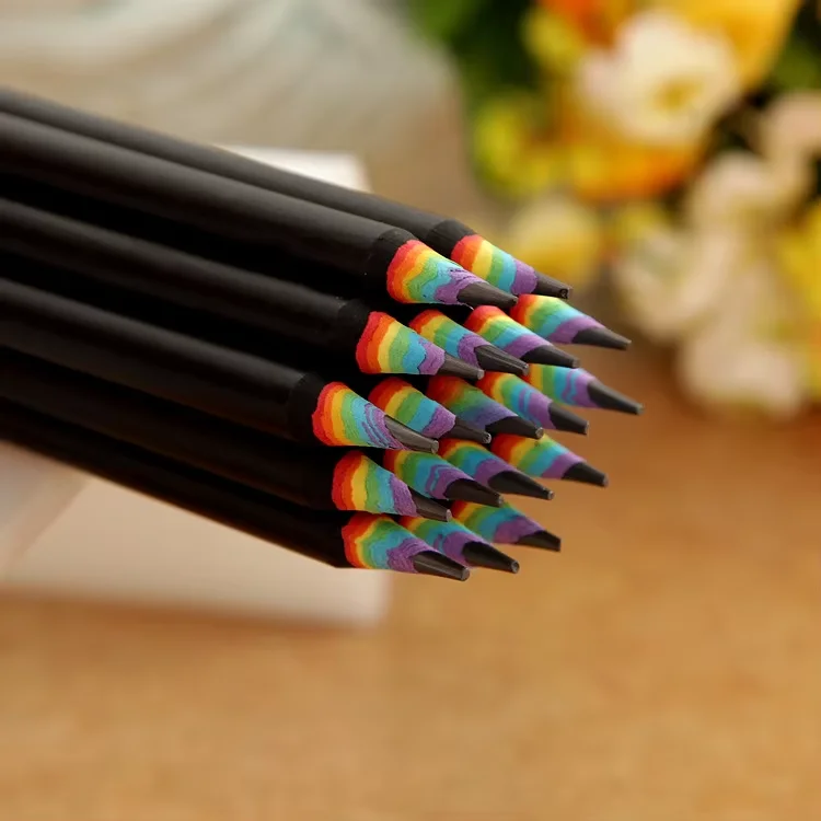 7Inch BlackWood rainbow Colored Pencil Artist Color 12/24/36 Colors Dipped