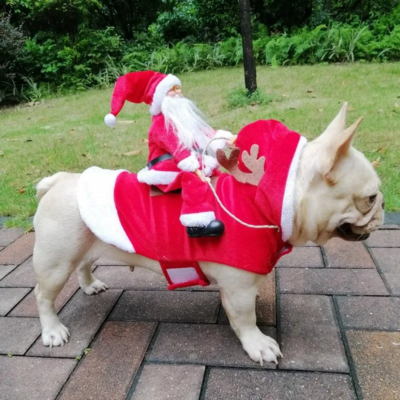 Best seller Pet Costumes Party Dressing Up Santa Claus Riding Cosplay Christmas Dog Clothes Suit