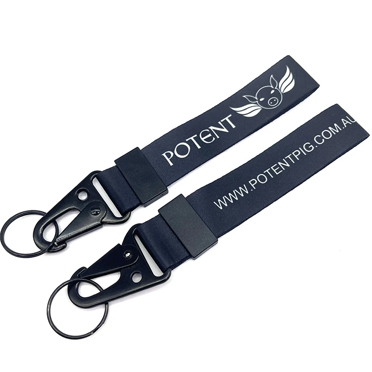 Factory wholesale short lanyard Custom logo fabric strap wrist lanyards keychain