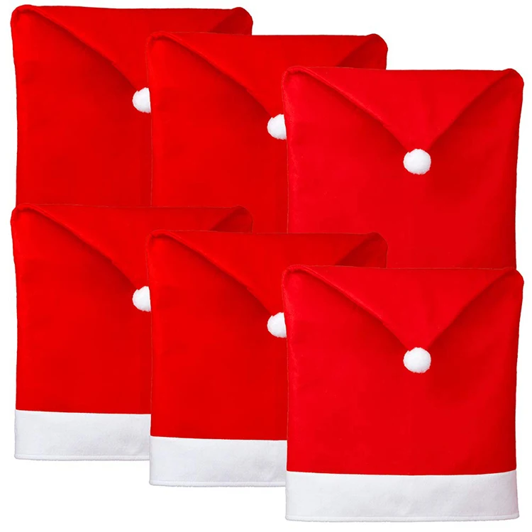New product ideas 2019 santa hat christmas banquet chair cover for kitchen dinner table party decoration