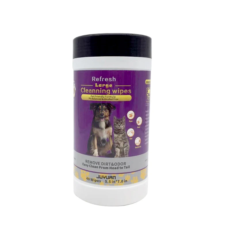 
Multi-purpose Pets cleaning wipes large sheet head to tail cleaning OEM canister 