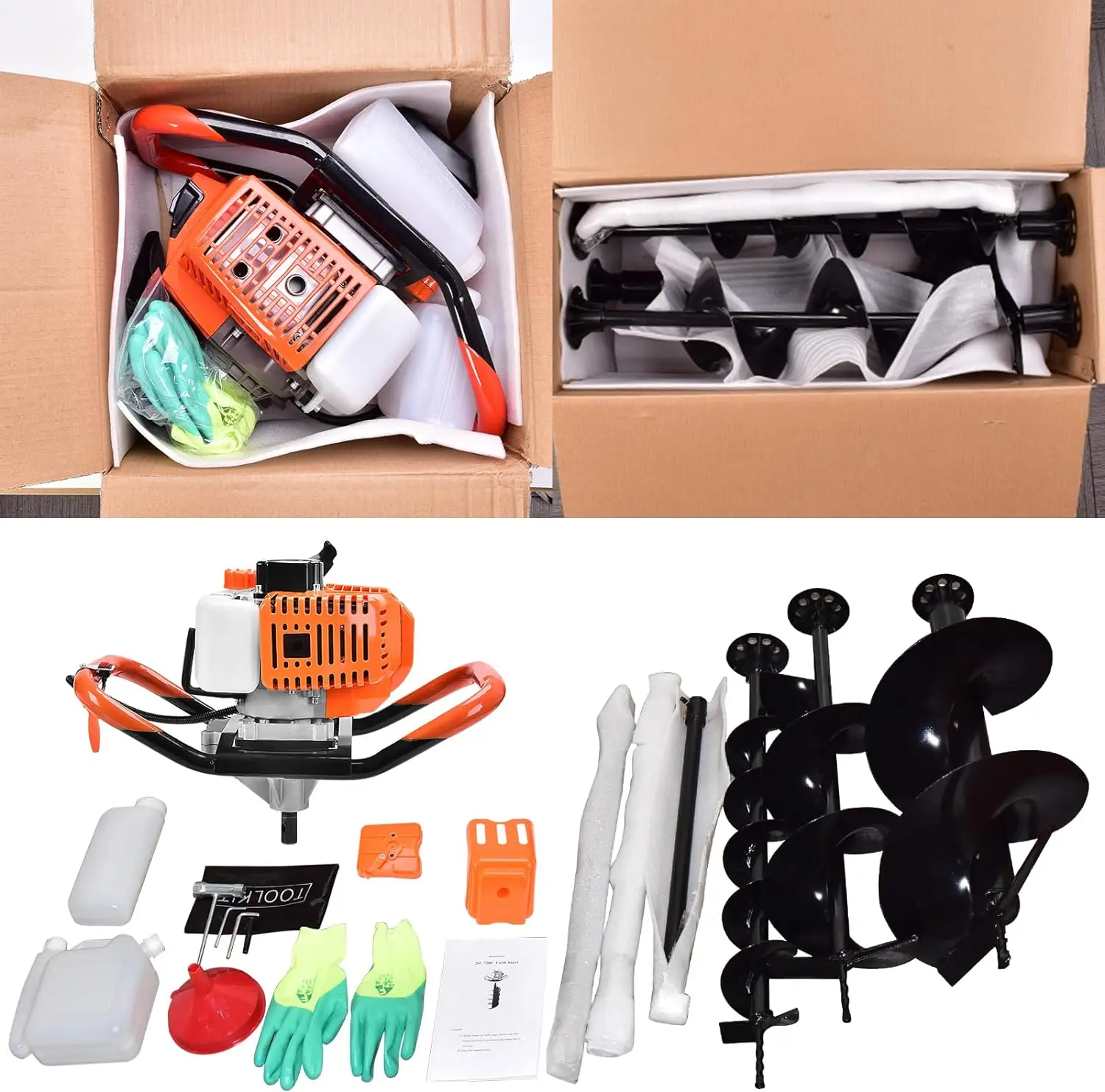 52CC Earth Auger Post Hole Digger Multi-purpose Drill Gas Powered With 200mm