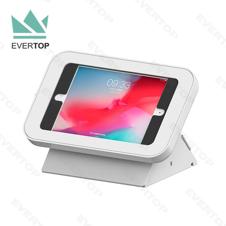 LST09-P Desktop for iPad Security Display Tablet Stand Kiosk Anti-theft Tablet Kiosk for iPad Mini Pro Air with Power Bank Space