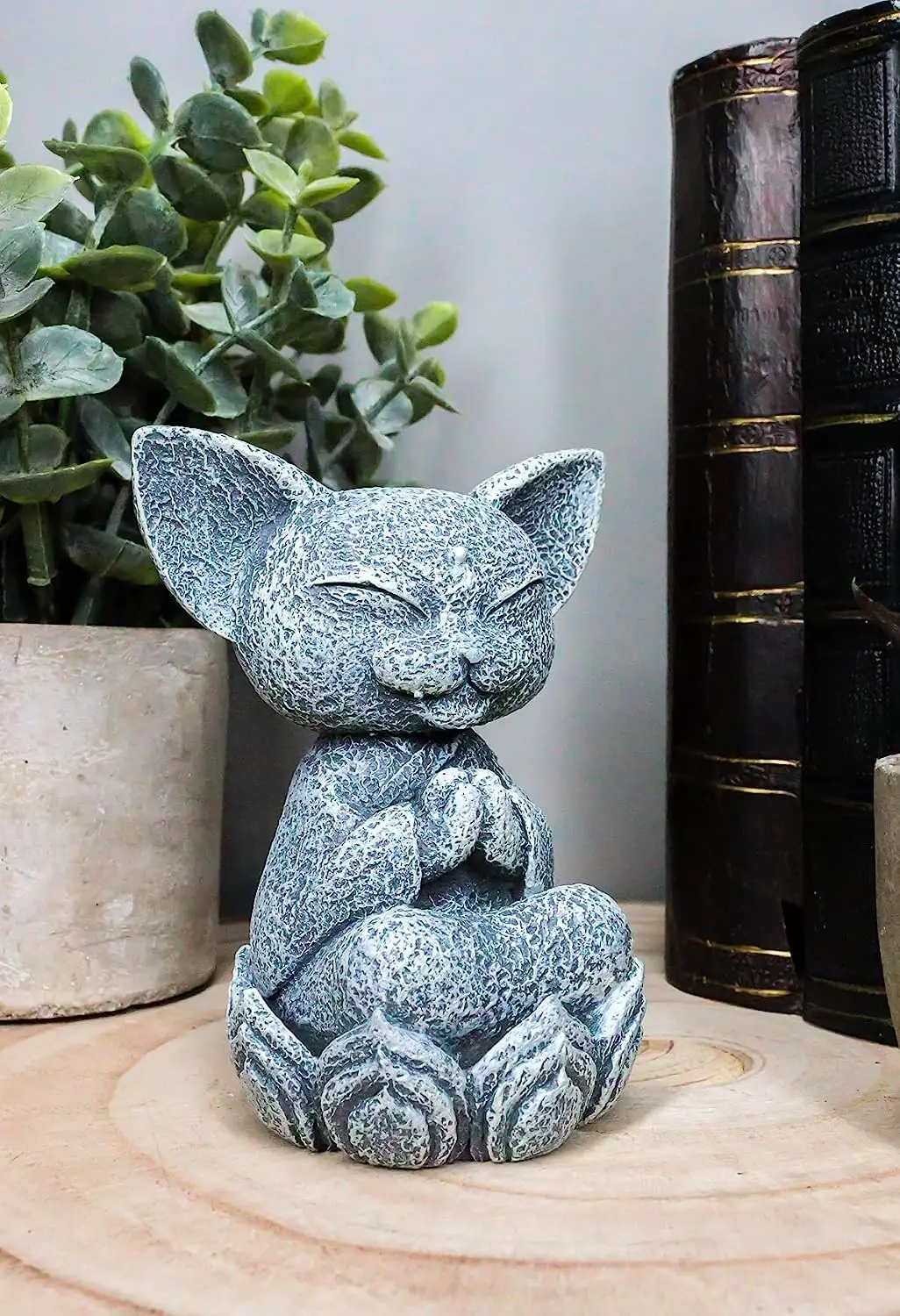 Wholesale Zen Meditating Cat Monk On Lotus Throne Mini Statue