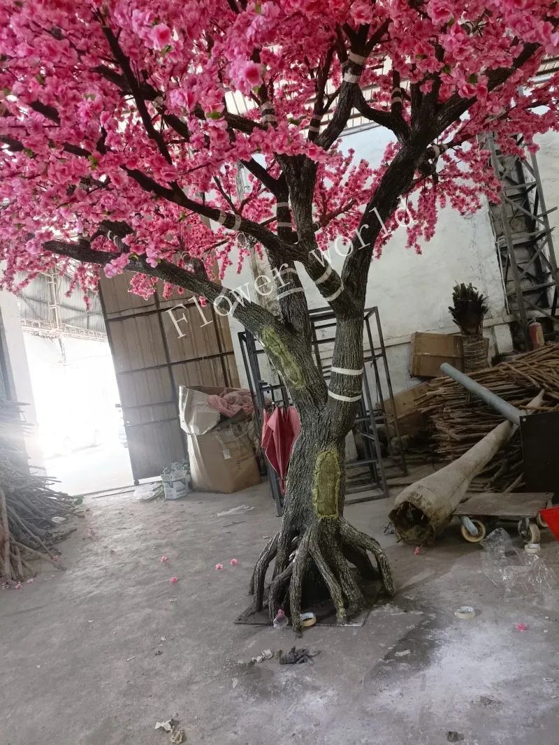 Большое розовое Вишневое дерево персиковое искусственное шелковое желающее Ресторан отеля пейзаж свадебное украшение