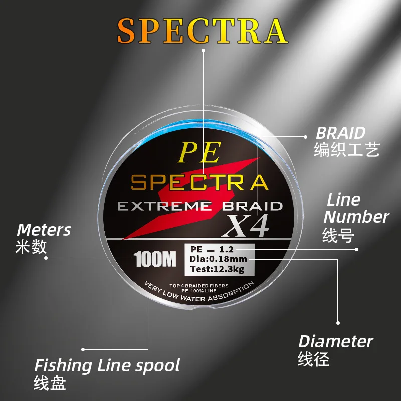 4 braided/8braided PE line 10m/color fishing line 8-110LB seawater fishing line