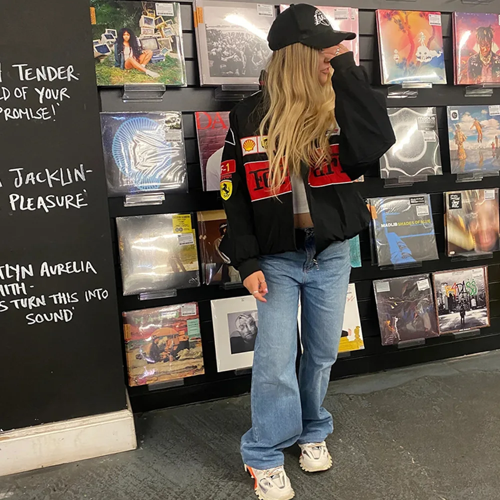 High Quality Soft Casual vintage s Puffer warm Polyester/Nylon Quilted Printed Bomber