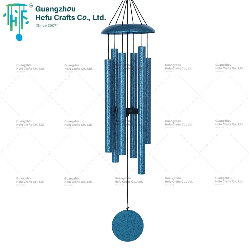 HF 38 inch blue iron cover metal outdoor decorative wind chime